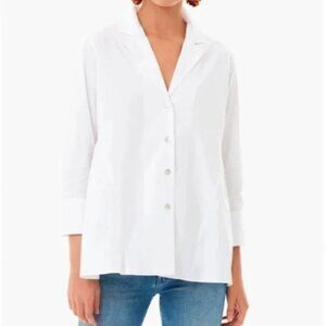Tuckernuck Pomander Place Scarlett Button Down Pleated Top White Size S